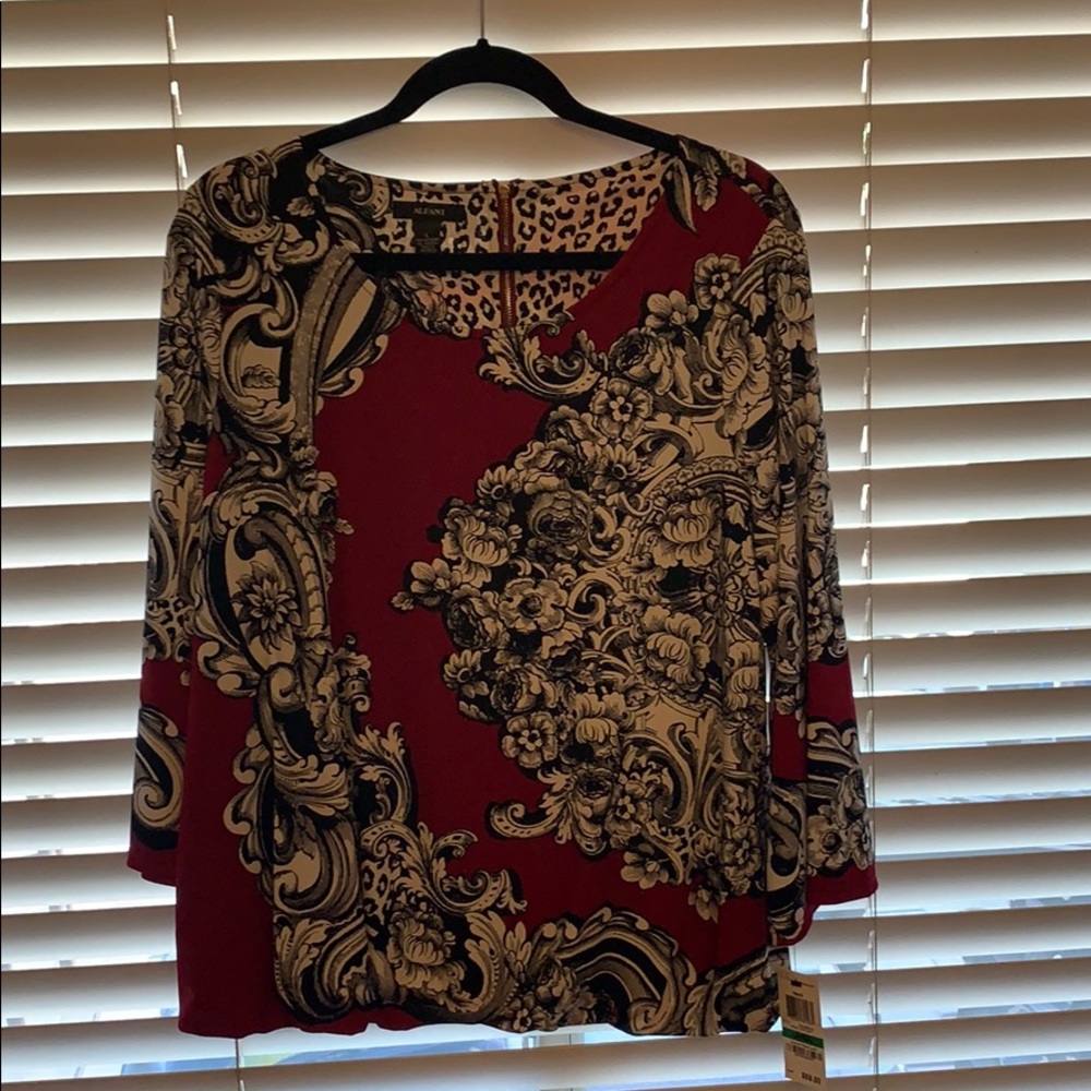 Alfani Crew Neck Long Sleeve Flowy Blouse